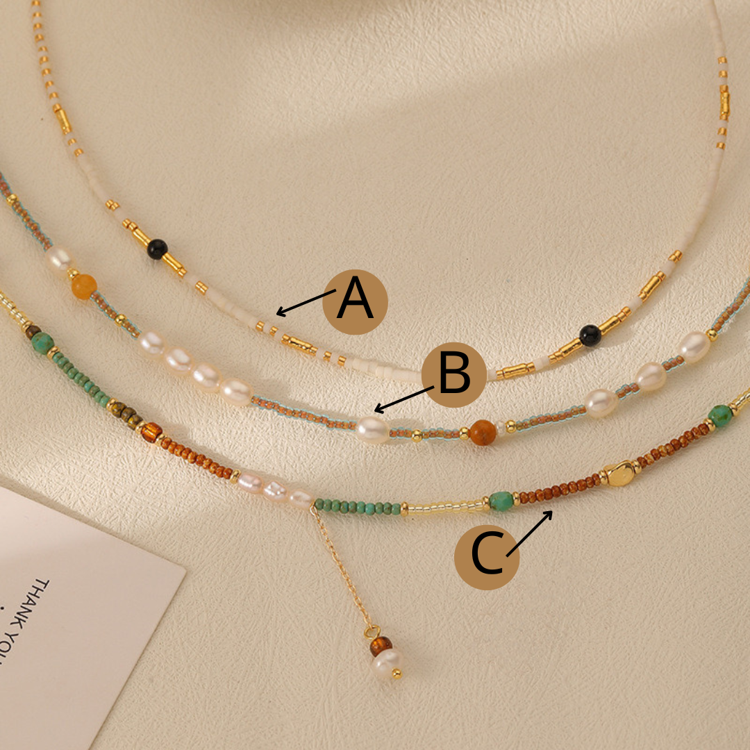 Trendy Beaded Necklace with Pearl – Colorful and Versatile Design