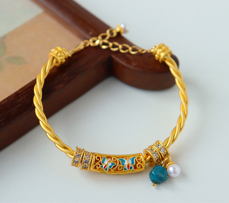 Modern Chinese Enamel Butterfly Bangle – Elegant & Versatile