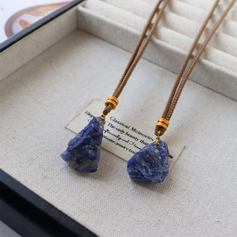Modern Chinese Natural Stone Sweater Necklace – Elegant Vintage Long Design