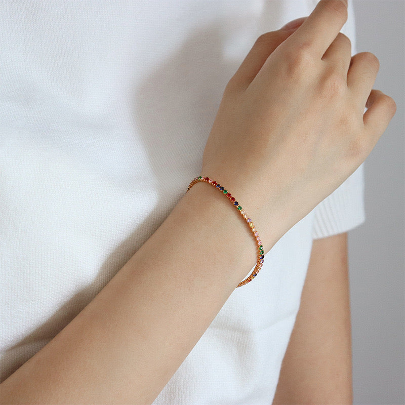 Dopamine Color Zircon Pull Bracelet – Chic & Luxurious Design