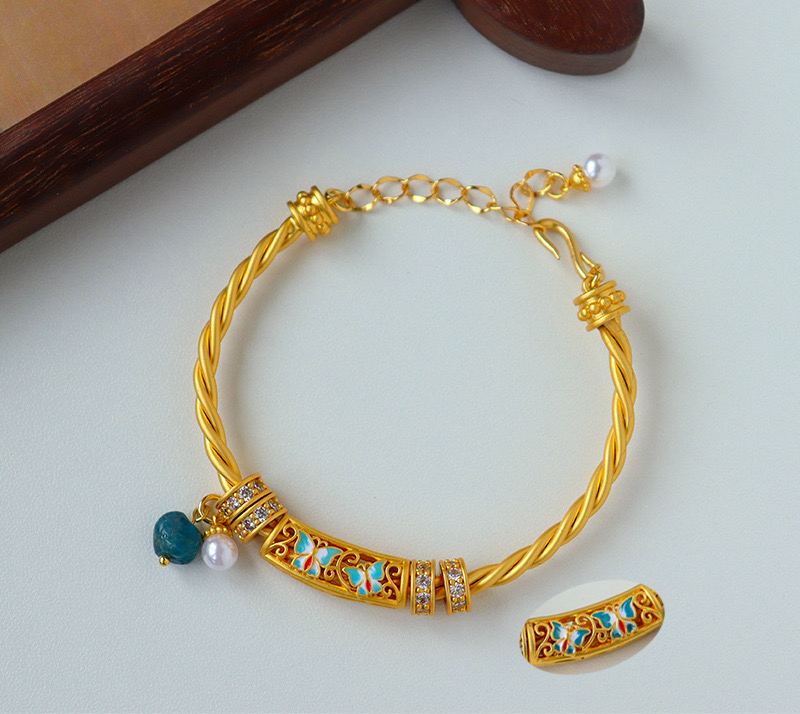 Modern Chinese Enamel Butterfly Bangle – Elegant & Versatile