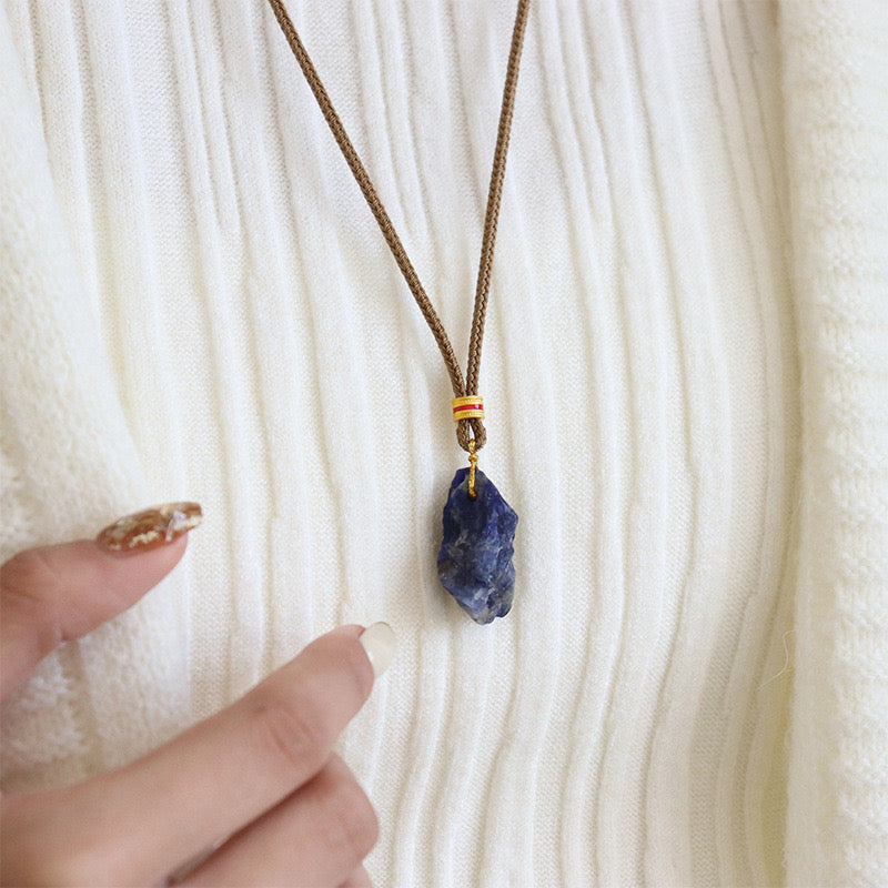 Modern Chinese Natural Stone Sweater Necklace – Elegant Vintage Long Design