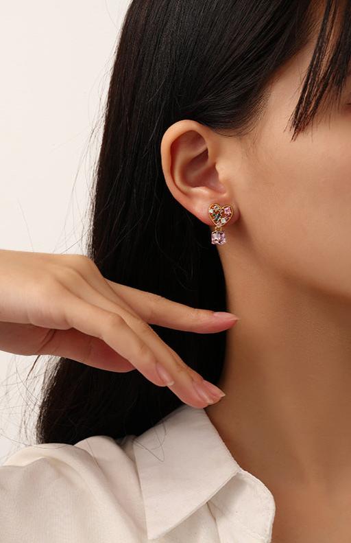 Vintage Heart Zircon Earrings with 925 Silver Post – Trendy and Elegant Design