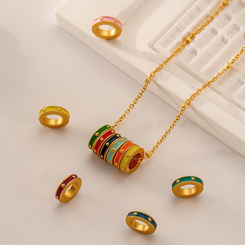 Vintage Matte Enamel Hoop Earrings & Necklace – Elegant and Chic Design