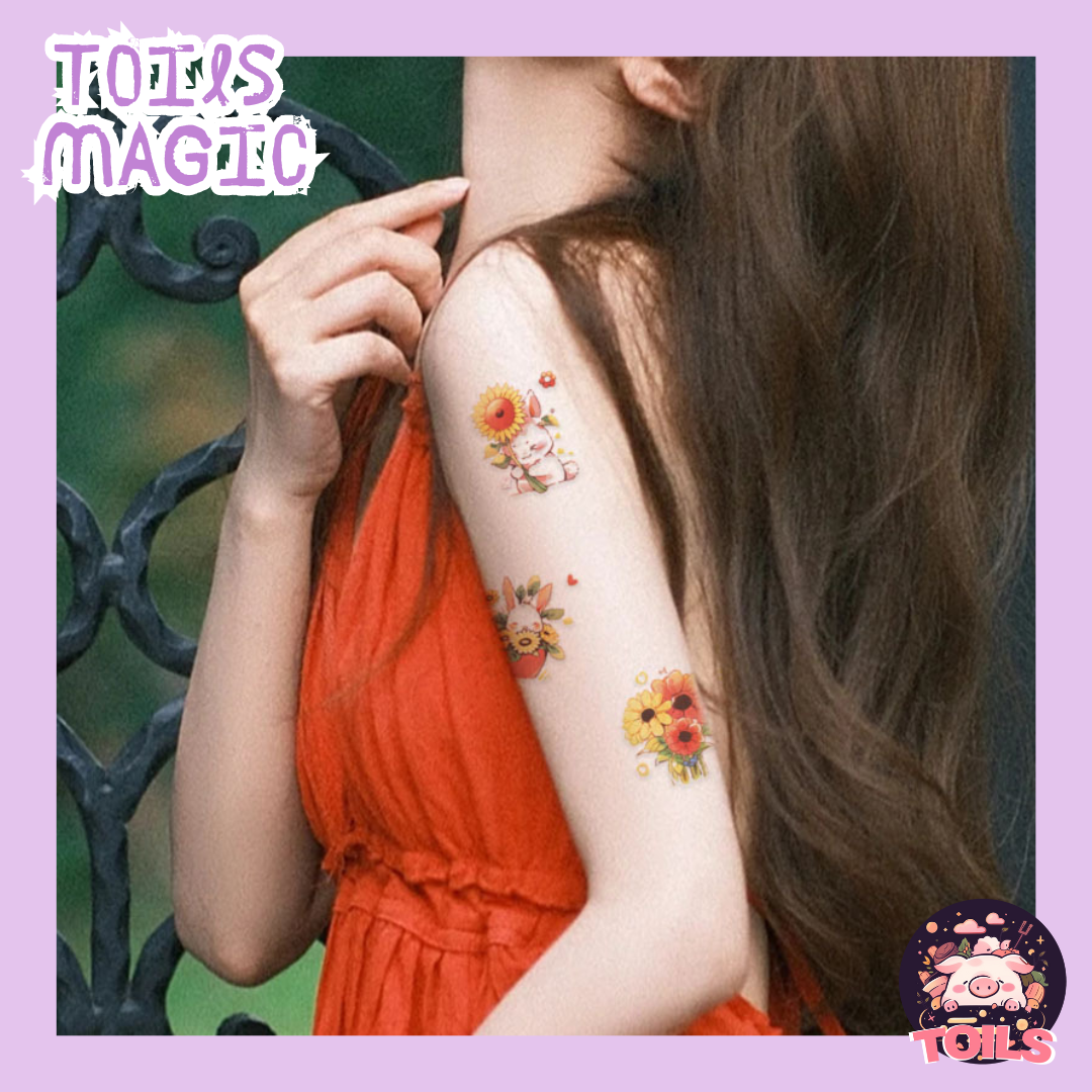 TOILS MAGIC Collection - Touch of Fun with Cute Tattoo Stickers 🐰🌻