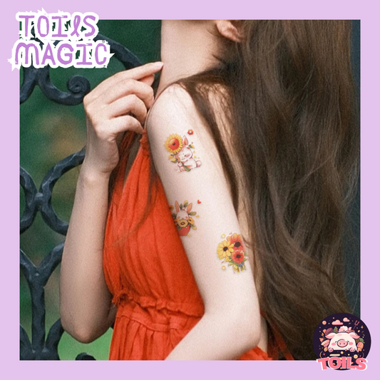 TOILS MAGIC Collection - Touch of Fun with Cute Tattoo Stickers 🐰🌻