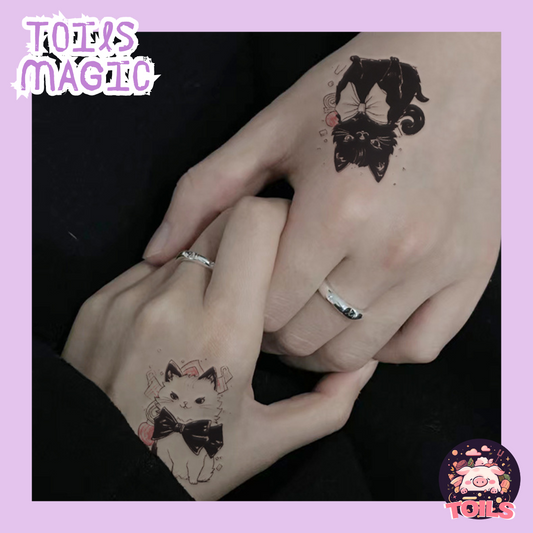 TOILS MAGIC Collection - Adorable Cat Couple Tattoo Stickers 💖