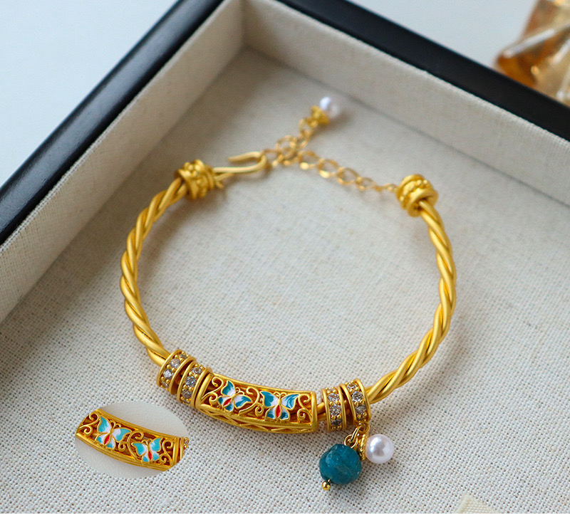 Modern Chinese Enamel Butterfly Bangle – Elegant & Versatile
