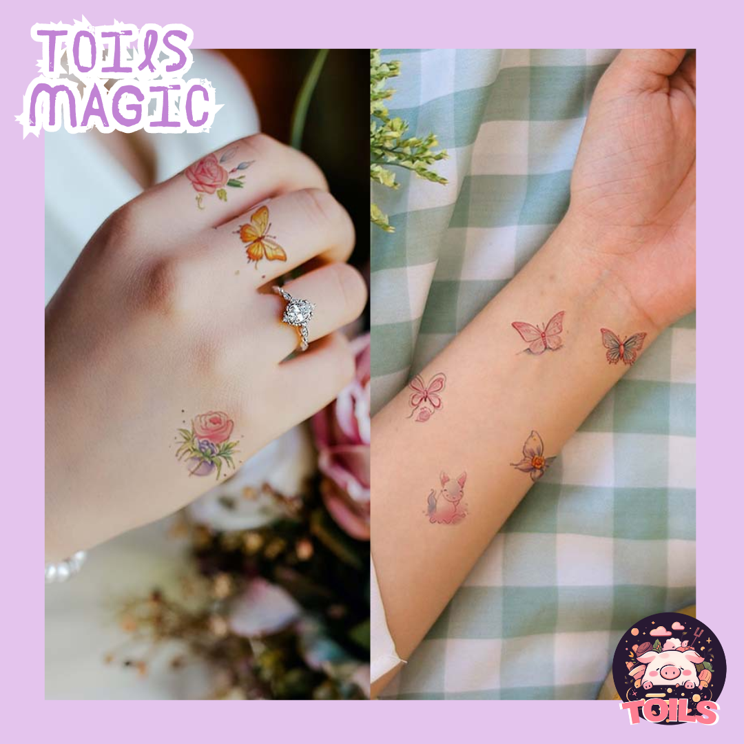 TOILS MAGIC Collection - Enchanting Butterfly & Flower Tattoo Stickers 🦋 🌸