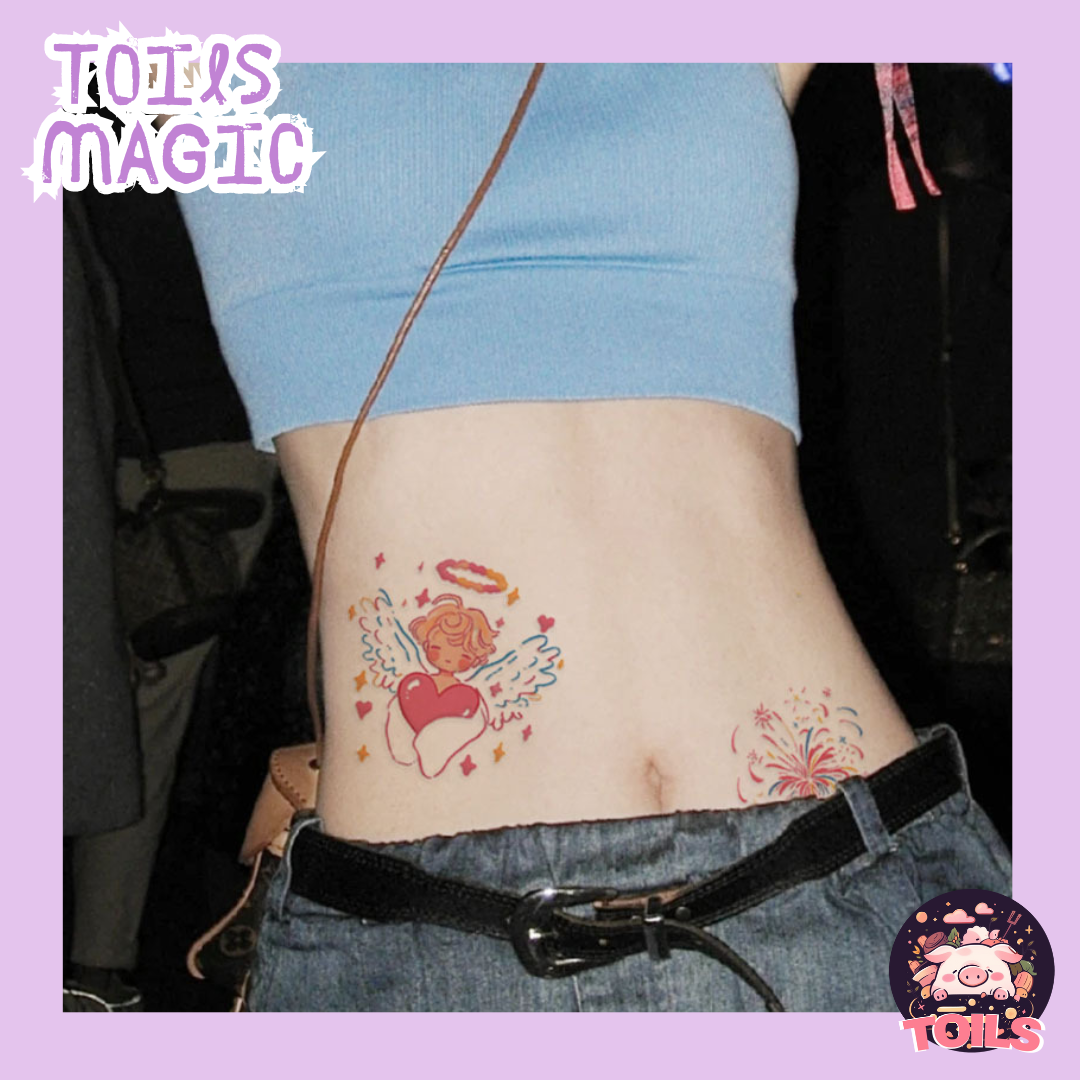 TOILS MAGIC Collection -Splash of Fun with Whimsical Tattoo Stickers  🍰🍓🌈🛸