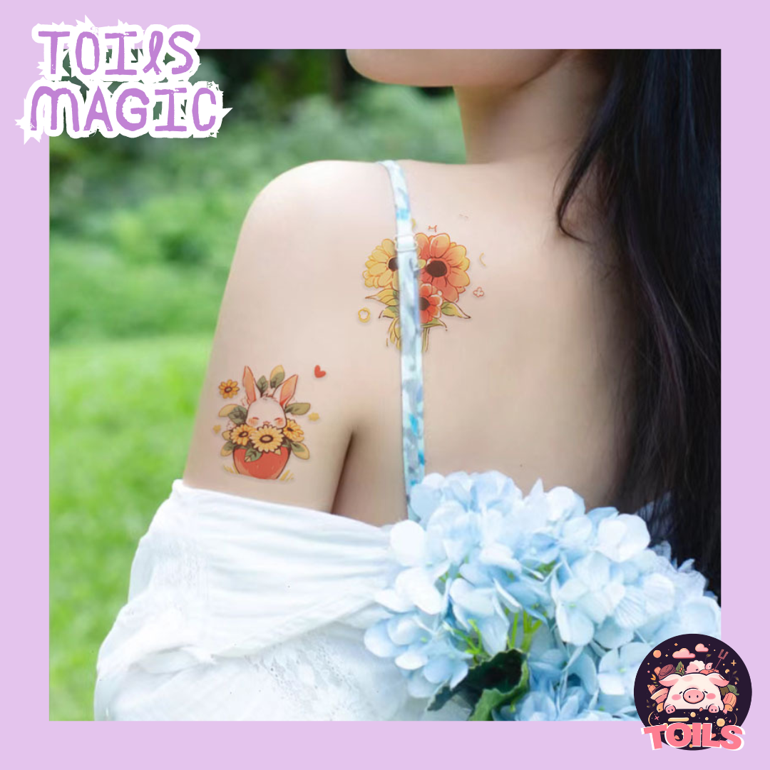 TOILS MAGIC Collection - Touch of Fun with Cute Tattoo Stickers 🐰🌻