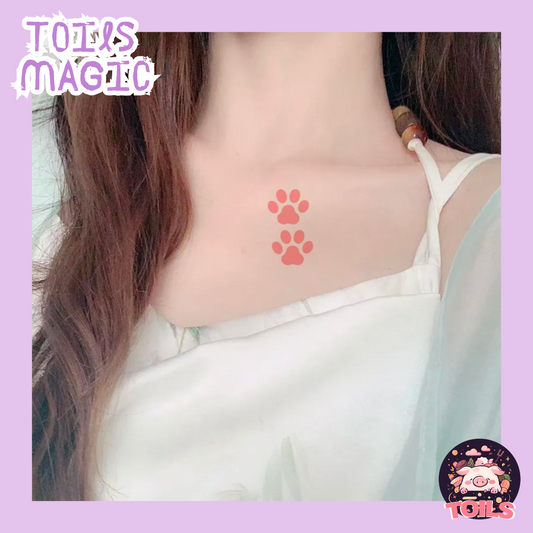 TOILS MAGIC Collection - Pink Paw Print Tattoo Sticker 🐾