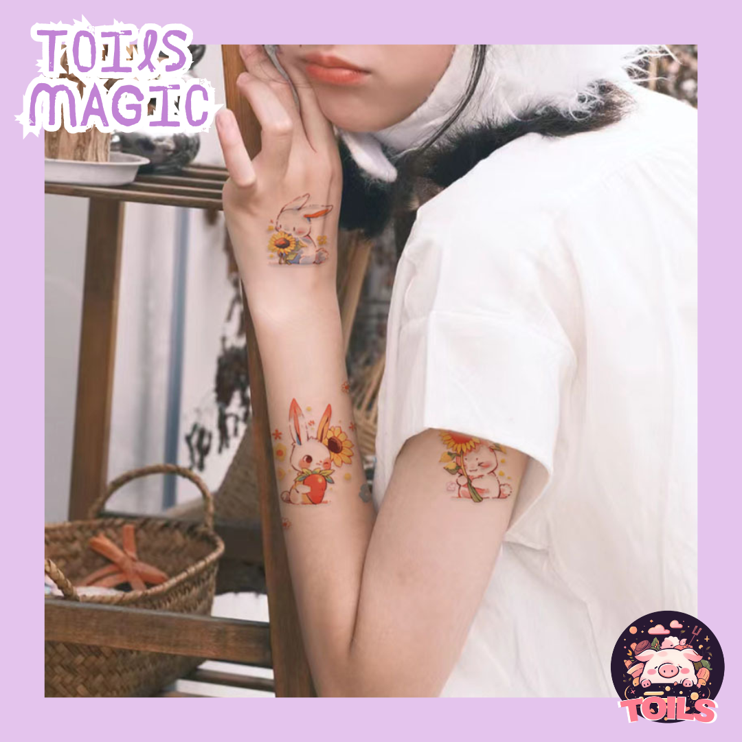 TOILS MAGIC Collection - Touch of Fun with Cute Tattoo Stickers 🐰🌻