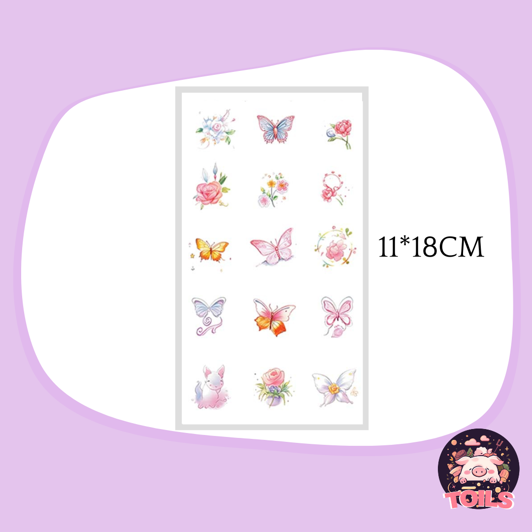 TOILS MAGIC Collection - Enchanting Butterfly & Flower Tattoo Stickers 🦋 🌸