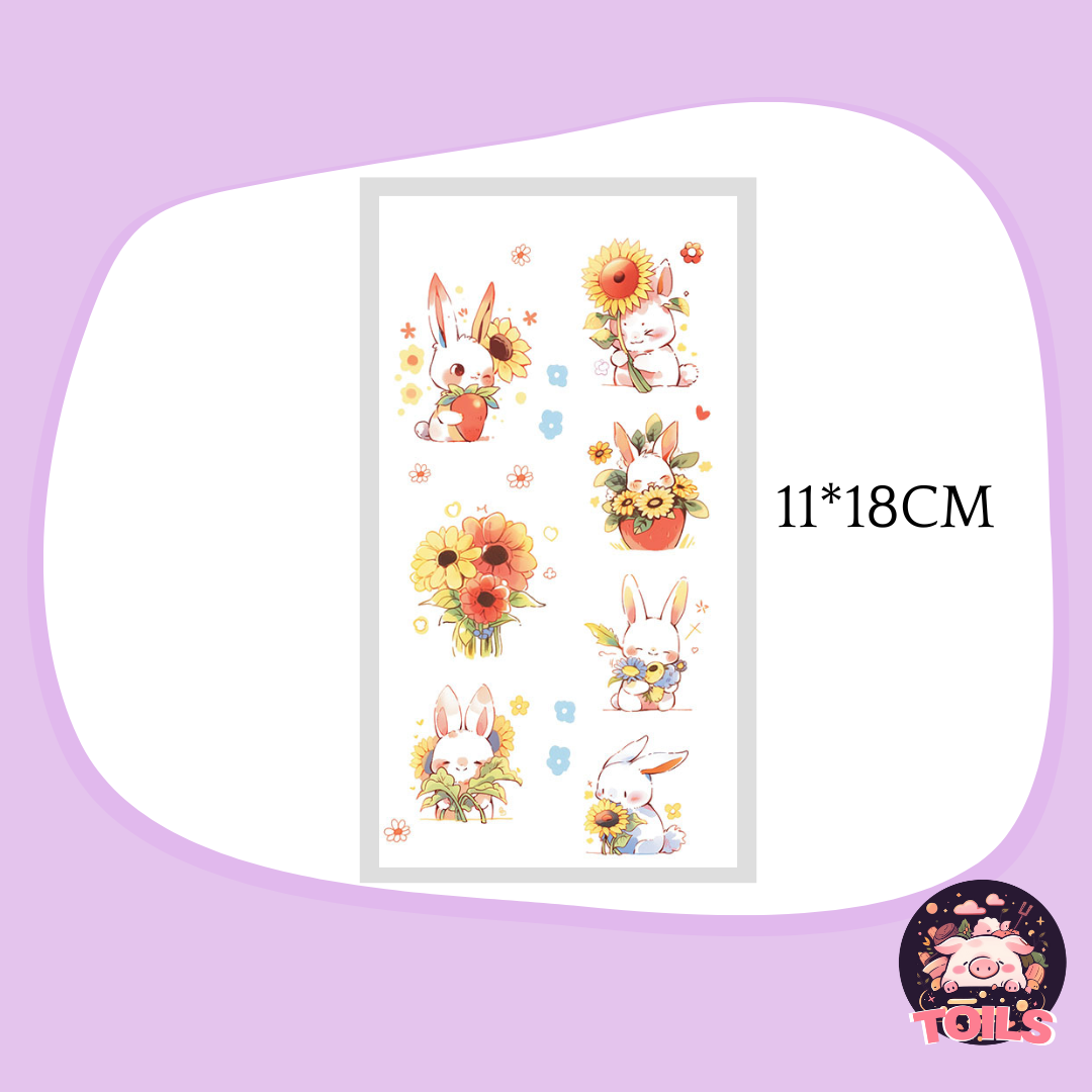 TOILS MAGIC Collection - Touch of Fun with Cute Tattoo Stickers 🐰🌻